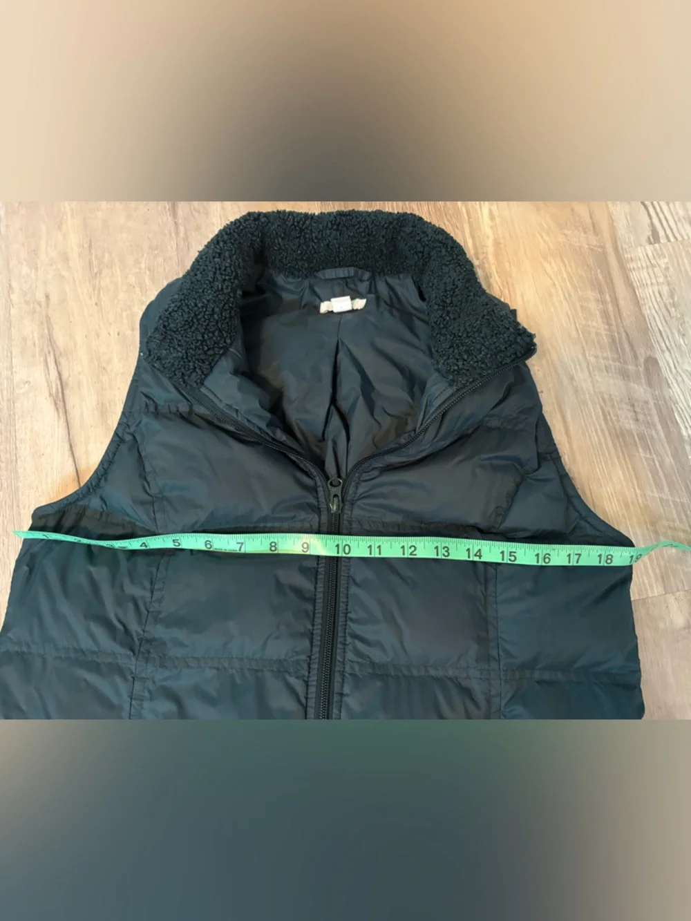 J.Jill Down Quilted Puffer Vest in Deep Teal with Sherpa Collar Size Small - Picture 4 of 15